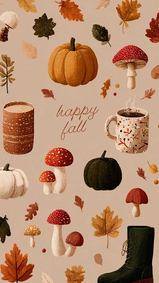 cute and cozy happy fall illustration fall wallpaper for iphone background