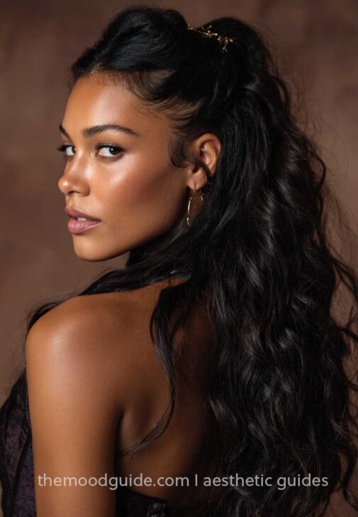 half up long baddie hair
