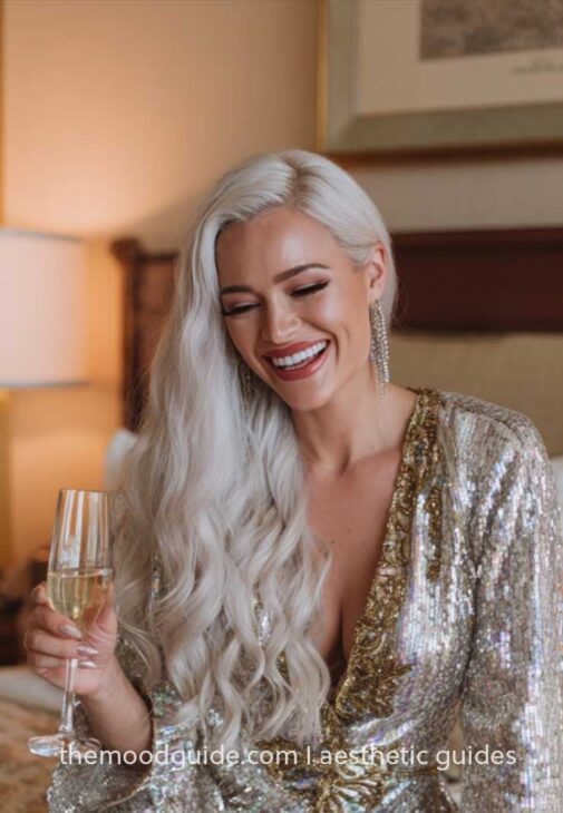 long platinum silver blonde luxury baddie hairstyle on white woman