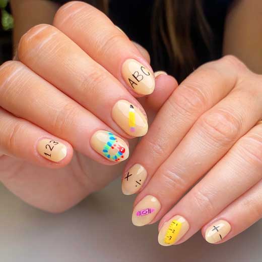 adorable cute simple back to school nail art
