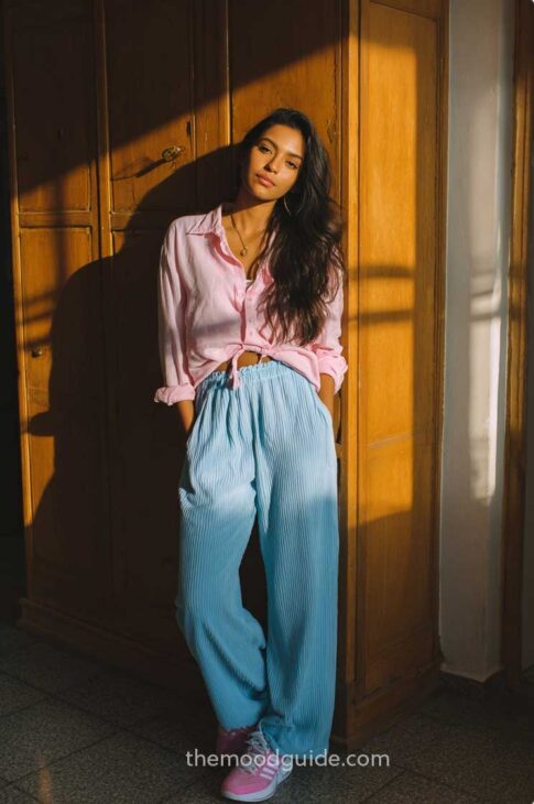 pastel pink and blue back to school oufit