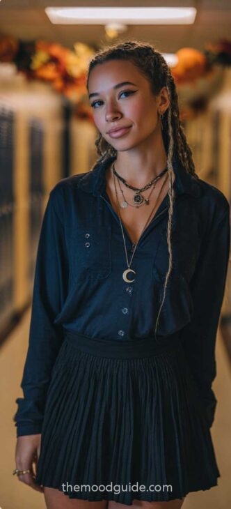 alternative witchy dark cute back to school outfit for black girl