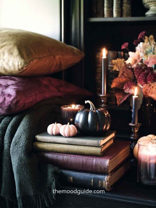 moody dark academia fall bedroom colors decor