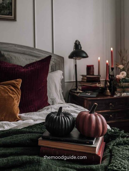 dark academia aesthetic fall bedroom