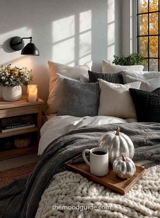 autumn modern minimalist chic elegant bedroom decor