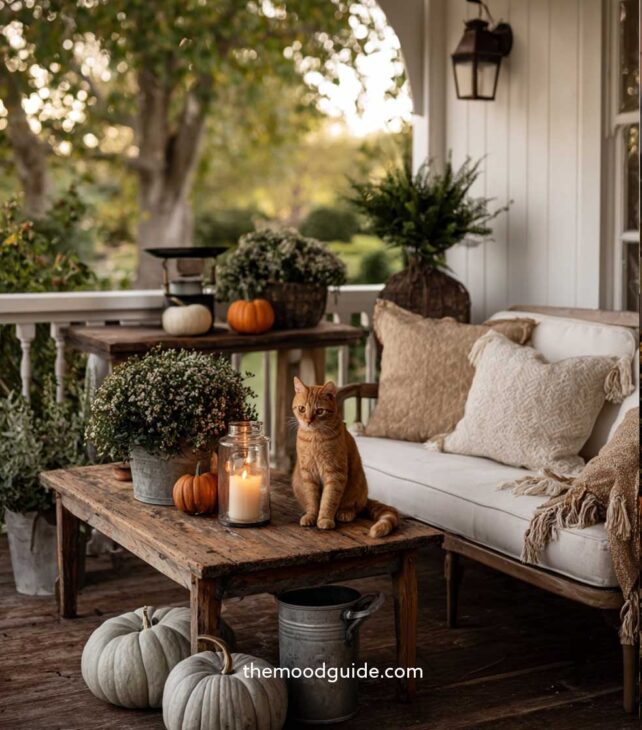 farmhouse balcony fall decor for house