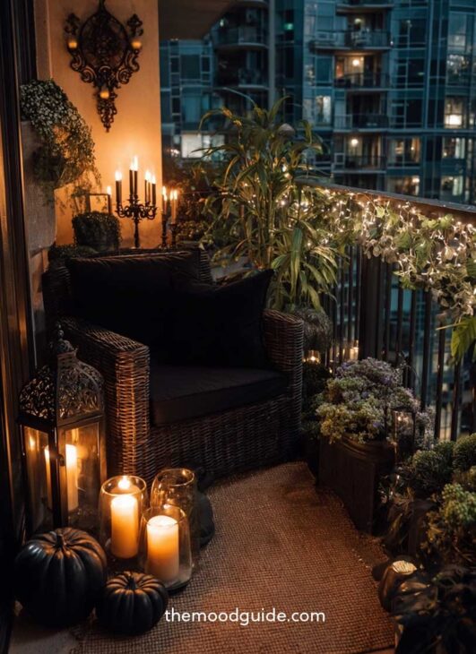 goth aesthetic fall balcony decor