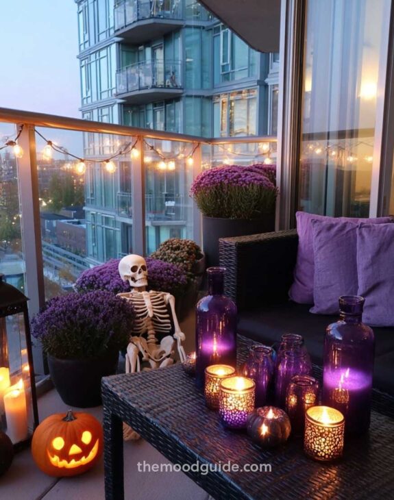 fall and halloween decor balcony