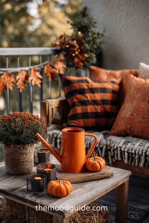orange pumpkin fall decor ideas for the home or apartment balcony