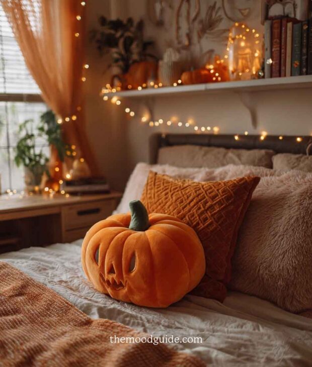 pumpkincore aesthetic pumpkin fall bedroom bedding decor cozy