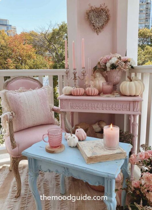 girly pink pastel fall balcony shabby chic decor