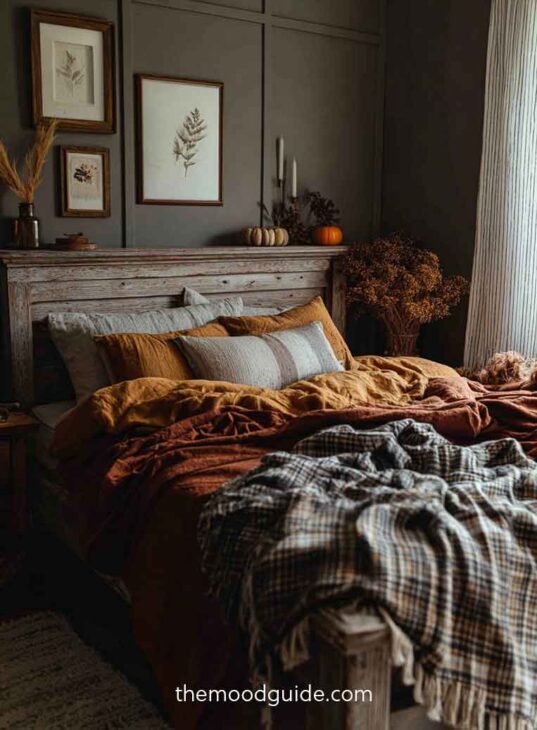 cozy rustic aesthetic fall bedroom decor