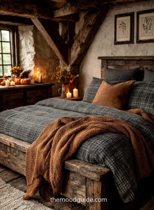 rustic brown fall aesthetic bedroom decor cozy simple natural