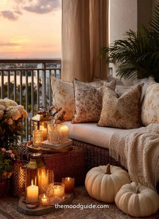 vintage aesthetic fall balcony decor