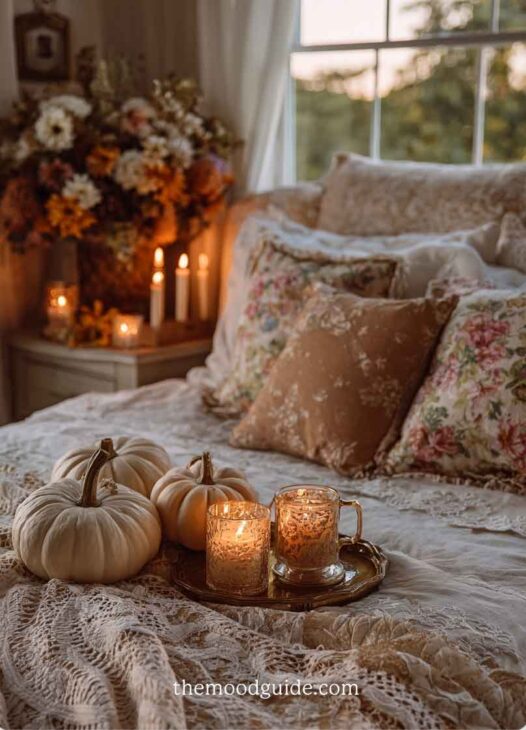 vintage romantic fall aesthetic bedroom decor