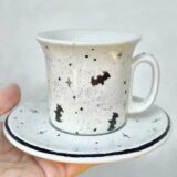 Limited Edition Black Bats Hand-Painted Espresso & Cappuccino Mug – Vintage Italian Porcelain (80 ml)
