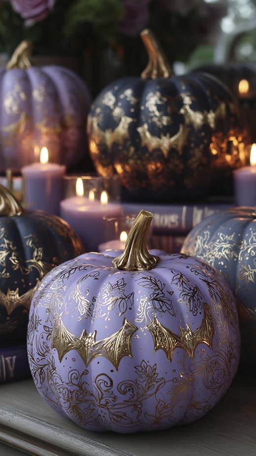 light purple and black pastel goth pumpkin