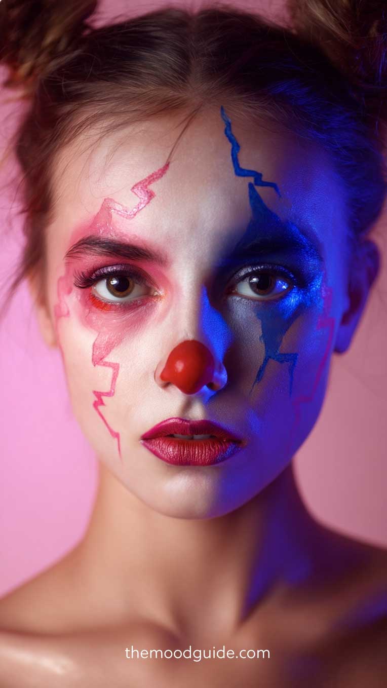 easy clown makeup on nude skin with no base
