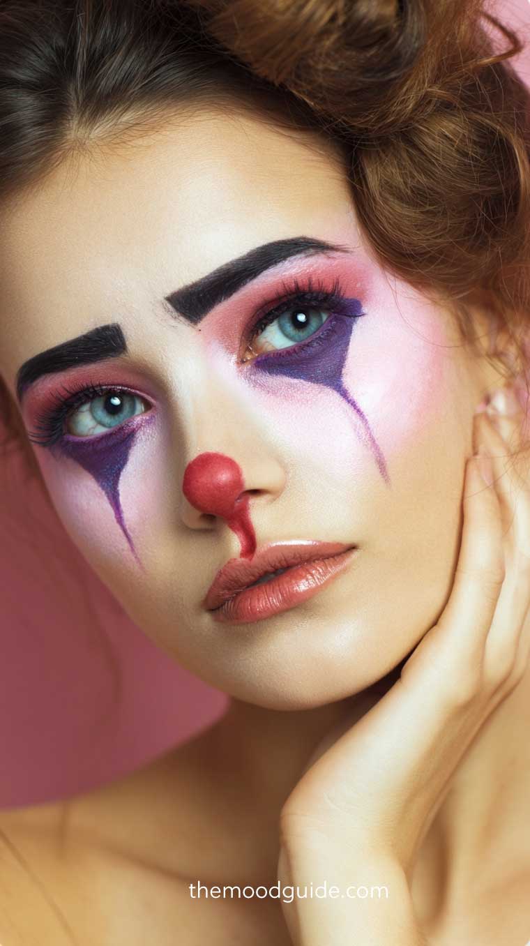 cute sad girl clown makeup idea