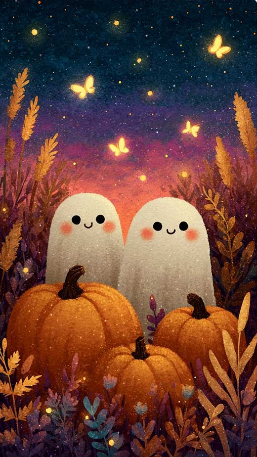 cute ghosts fall wallpaper for iphone