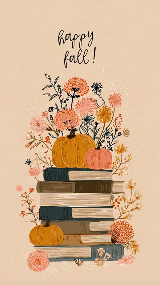 cute minimal art phone background for iphone happy fall