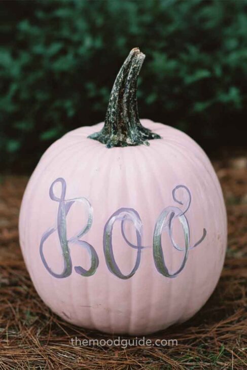 pink handletter pumpkin painting