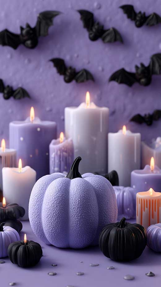 light purple and black pastel goth cute autumn phone wallpaper