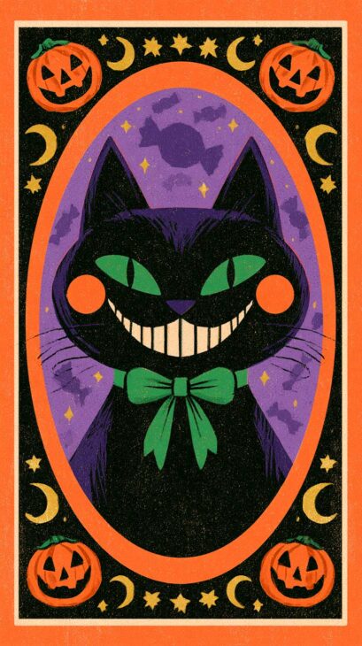 vontage black cat phone wallpaper