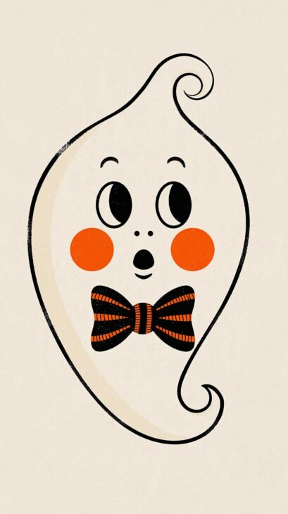 minimal cute vintage ghost phone wallpaper