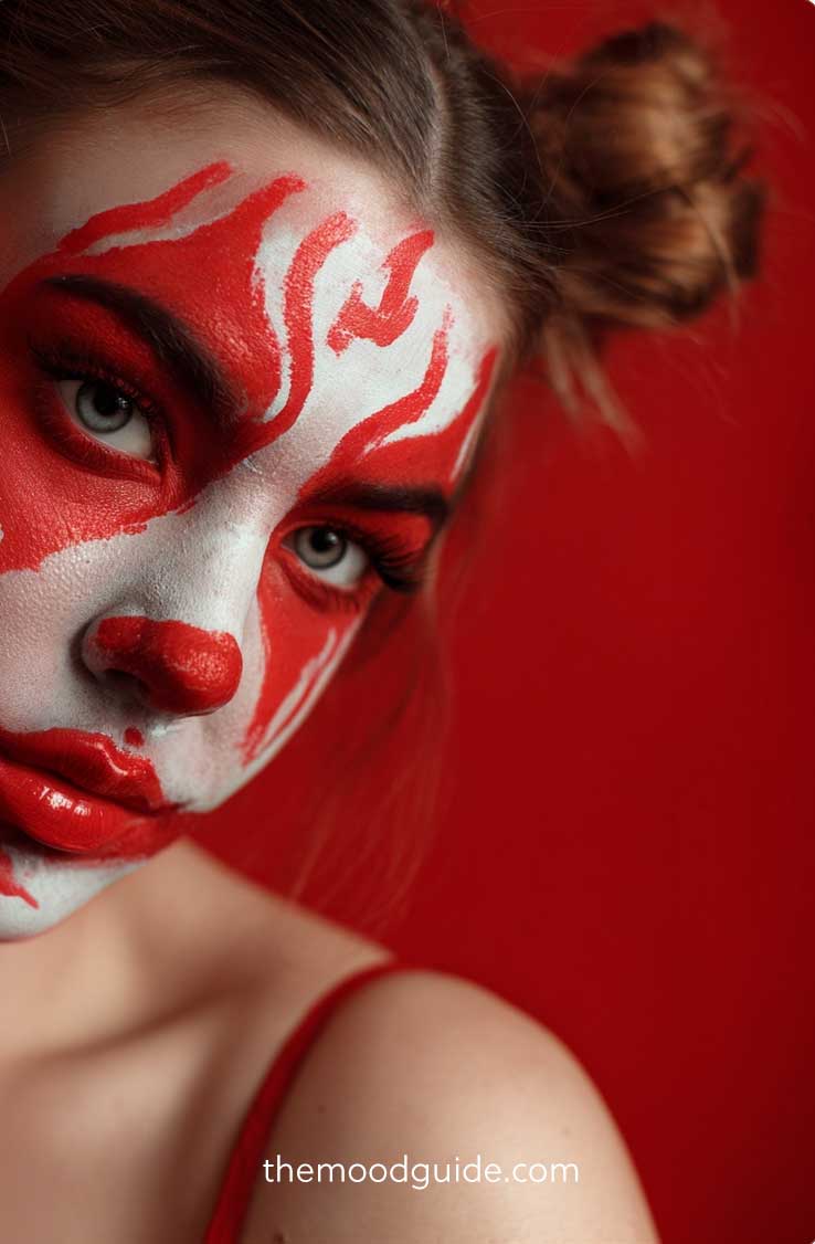 red devil clown makeup for creepy halloween