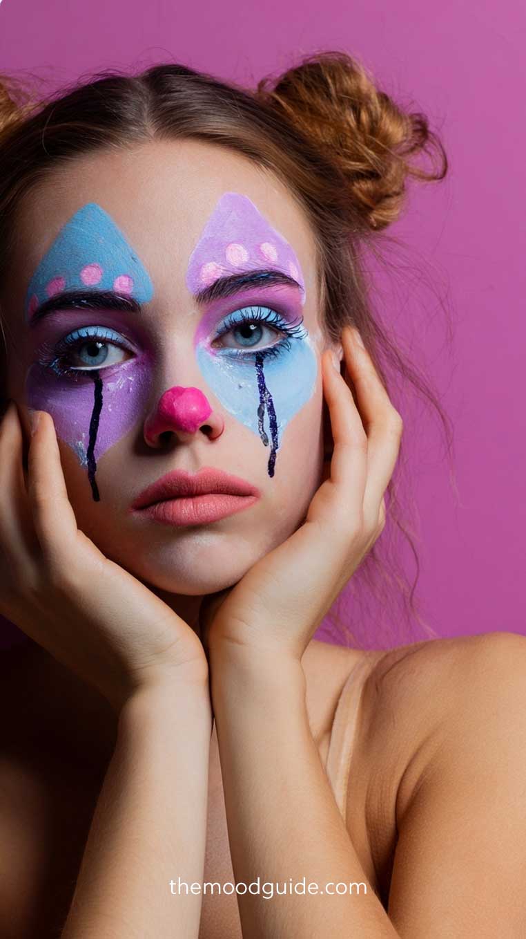 cute clown tears aesthetic halloween makeup