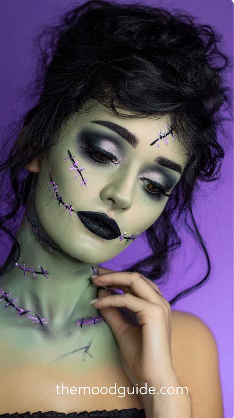 green easy zombie makeup face for halloween fr woman