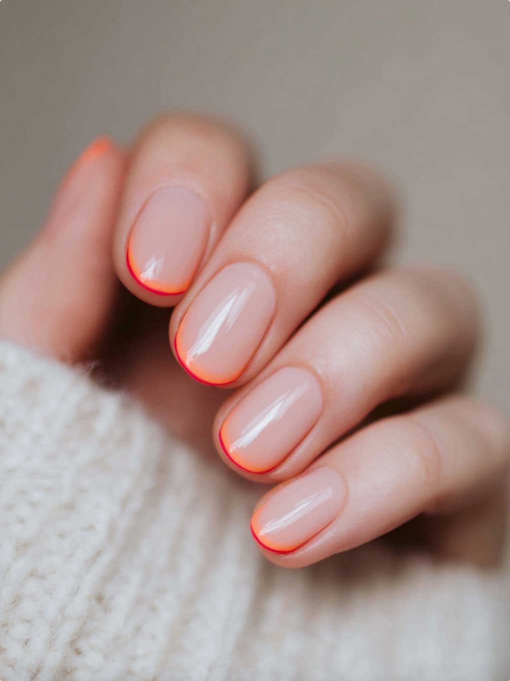red orange almond short nail