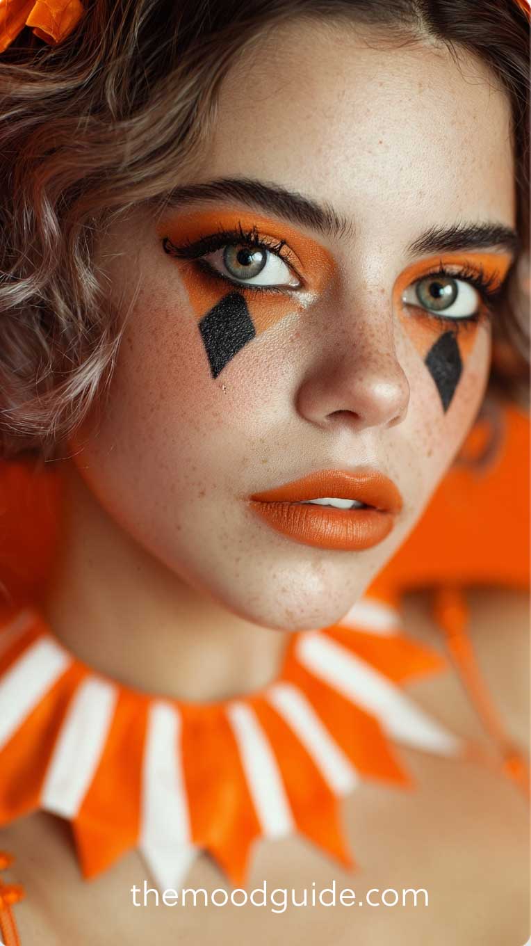 black and orange clown makeup idea