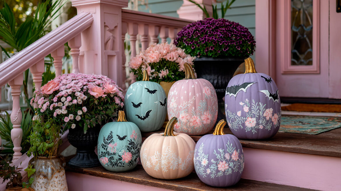pastel pumpkins cute desktop wallpaper