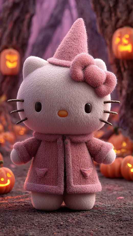 witchy sanrio hello kitty cute wallpaper for halloween iphone.