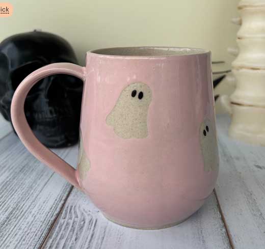 Pink Ghost 16 Ounce Ceramic Mug