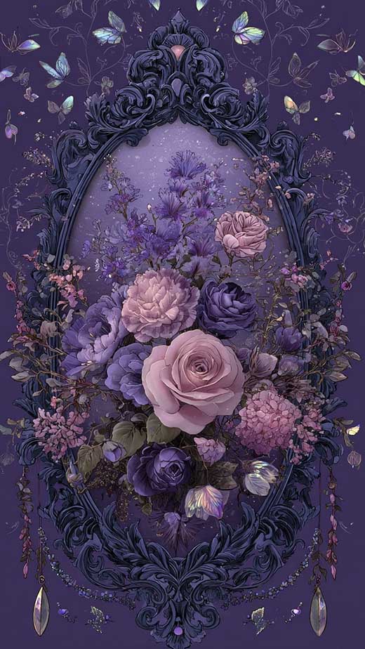 stained glass goth wallpaper miror roses
