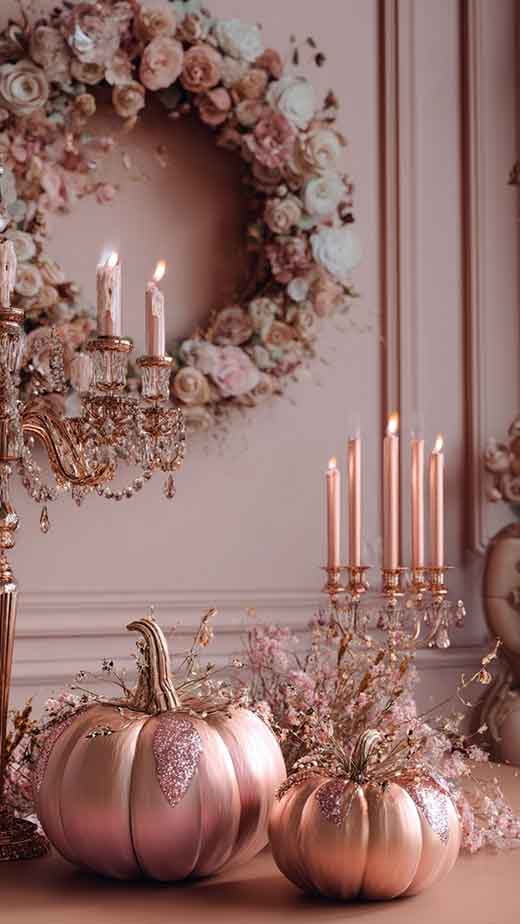 princesscore royalcore cute rose gold pumpkins fall aesthetic wallpaper