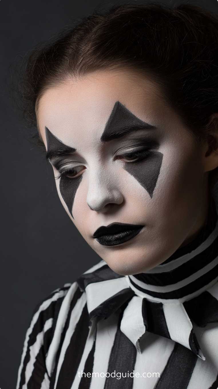 black and white pierrot makeup
