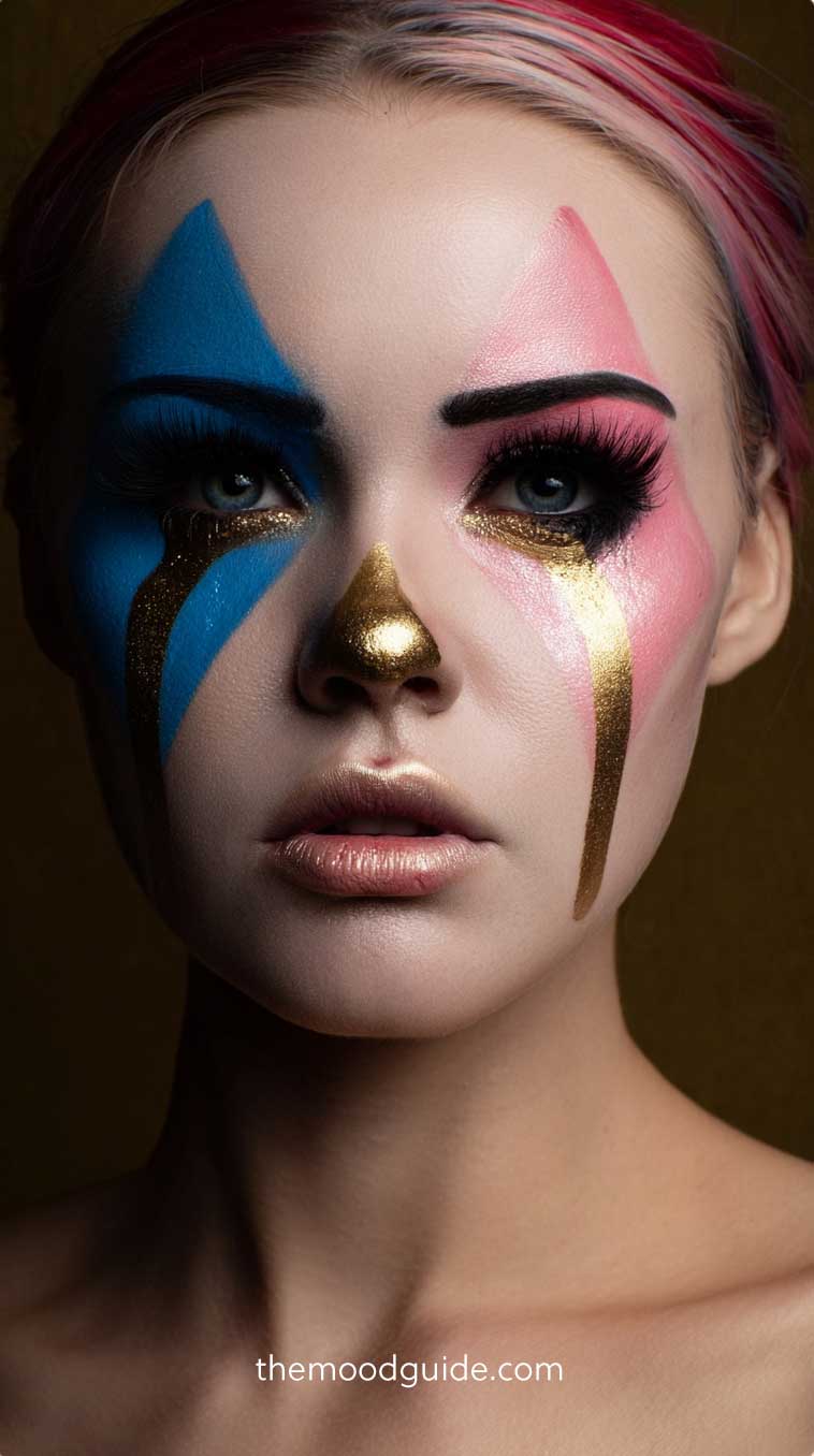 cute blue and pink halloween aesthetic makeup