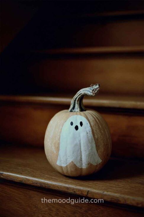 ghost pumpkin painting minimalist