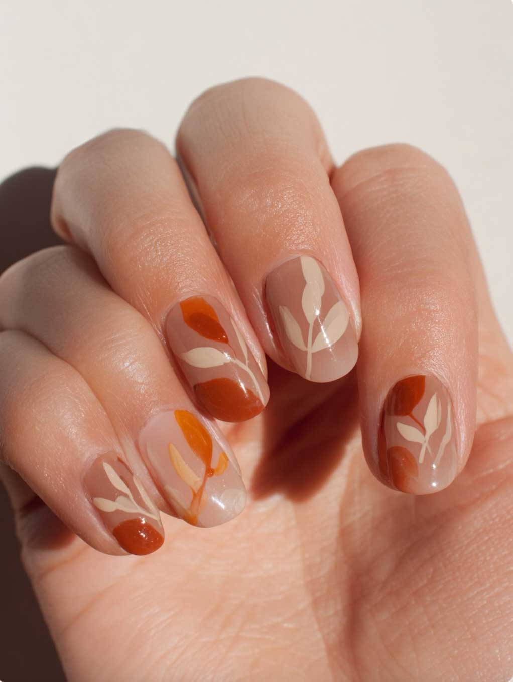 organic simple fall nail art