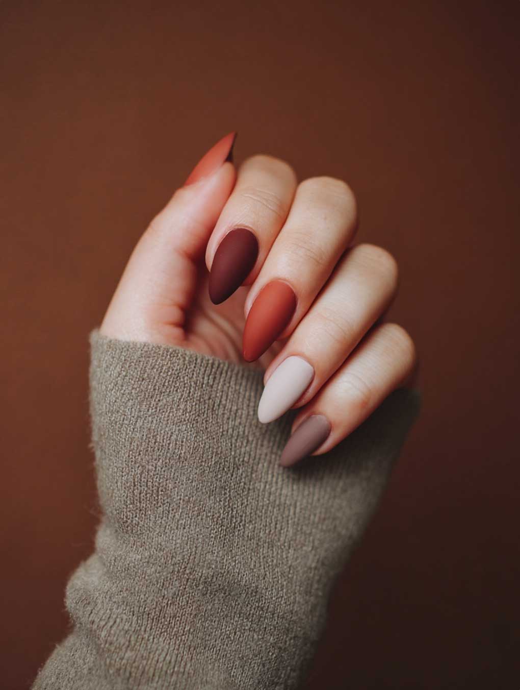 matte skitlle brown fall nails
