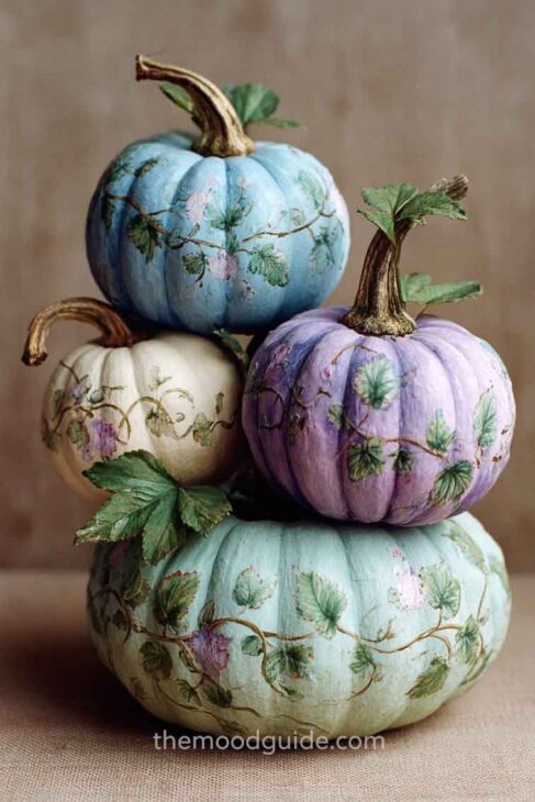 pastel pumpkin painted vines