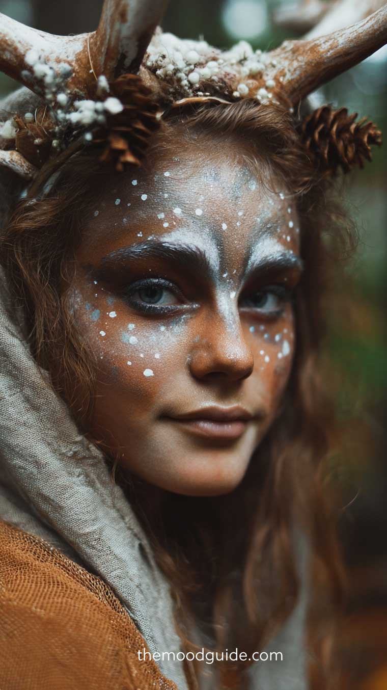 winter deer makeup idea for halloween