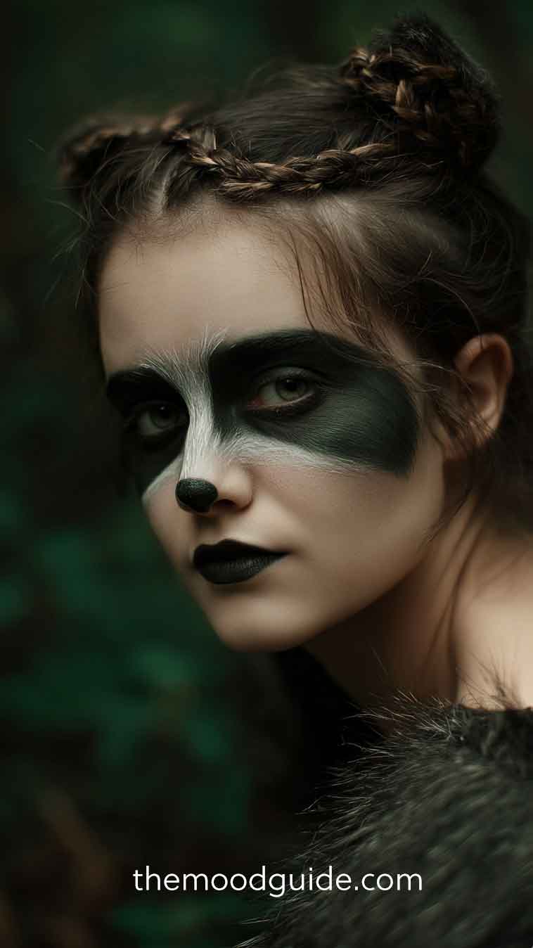 aesthetic raccoon makeup idea for halloween