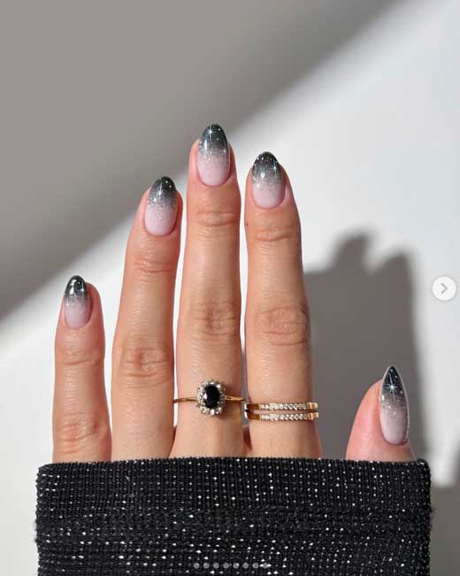 ombre black nails with tips witchcore chic
