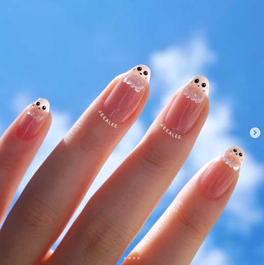 bubbly 3d gel cute hallowen  ghost nail art