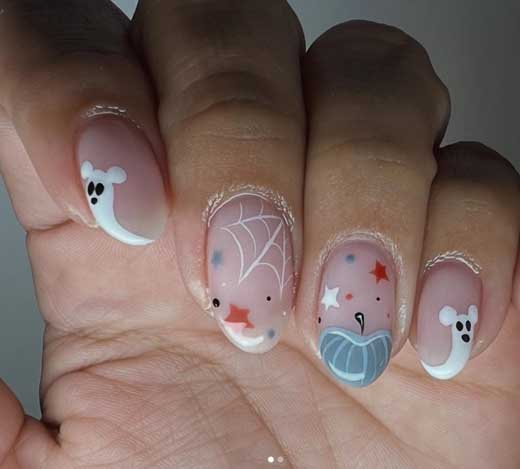 blue light blue halloween nail art